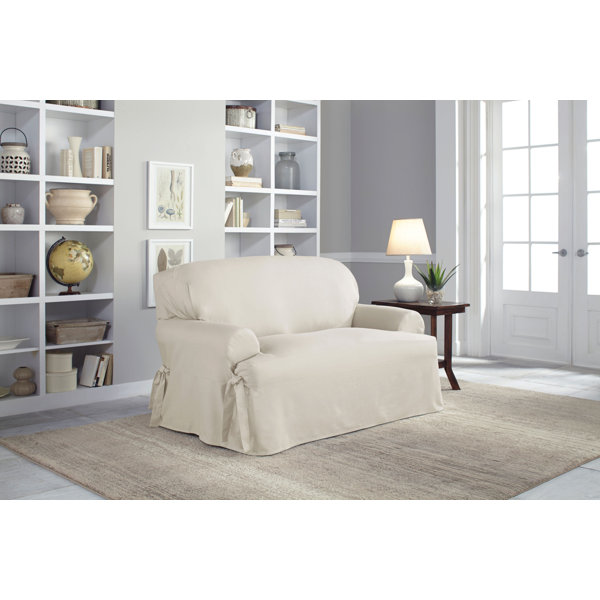 Cotton Duck T-Cushion Loveseat Slipcover by Serta