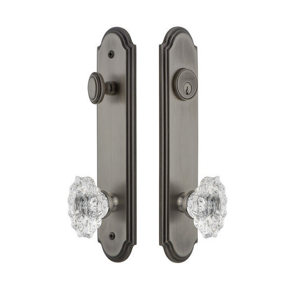 Arc Tall Plate Single Cylinder One Piece Knobset with Biarritz Knob by Grandeur