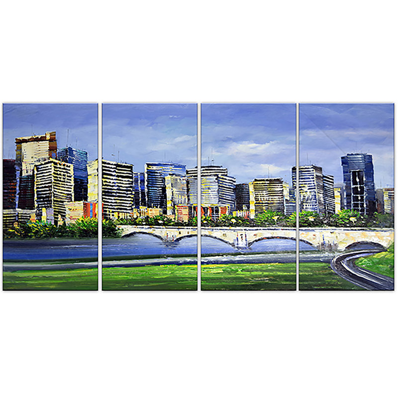 Designart Calgary Cityscape 4 Piece Painting Print On Wrapped