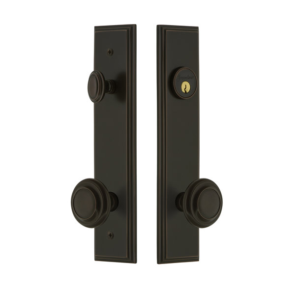 Carré Tall Plate Single Cylinder One Piece Knobset with Circulaire Knob by Grandeur