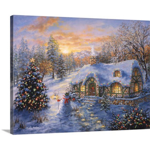 christmas art christmas cottage by nicky boehme painting print on wrapped canvas - Christmas Paintings On Canvas christmas art christmas cottage by nicky boehme painting print on wrapped canvas - Christmas Paintings On Canvas