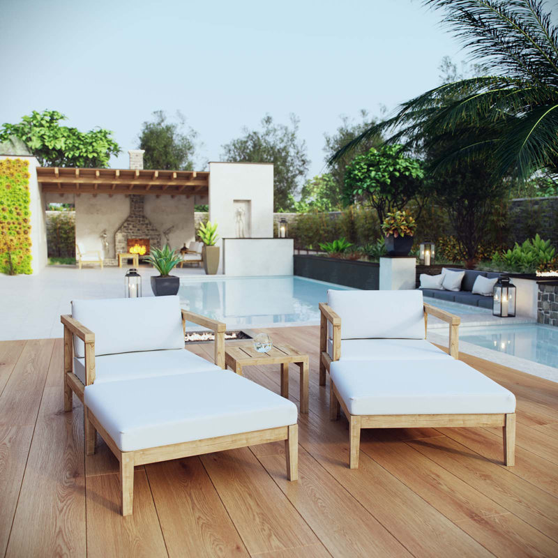 Edmeston Outdoor Patio 5 Piece Teak with Cushions