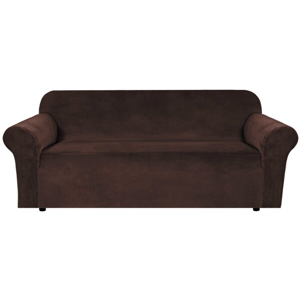 Luxurious Velvet Box Cushion Sofa Slipcover By Canora Grey