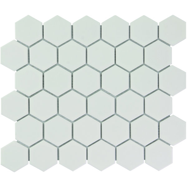 Barcelona Hexagon Matte 2.32 x 2.32 Porcelain Mosaic Tile in White by The Mosaic Factory
