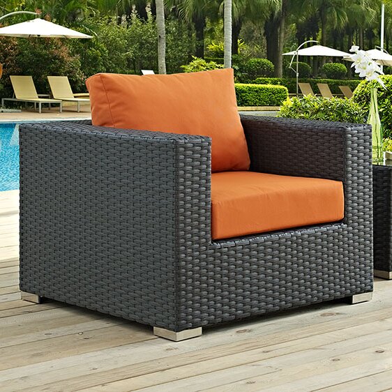 Tripp Outdoor Patio Arm Chair with Cushions by Brayden Studio