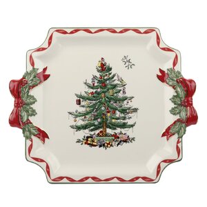 Christmas Tree Ribbons Square Platter