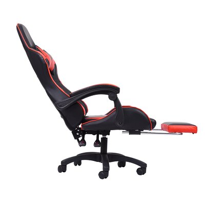 Gaming Chair With Footrest Adjustable Backrest Reclining Leather Office Chair Inbox Zero Upholstery Color: Red/Black