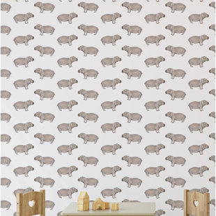 Dakota Fields Willingham Hippo 16 L X 24 W Paintable Peel And Stick Wallpaper Roll Wayfair