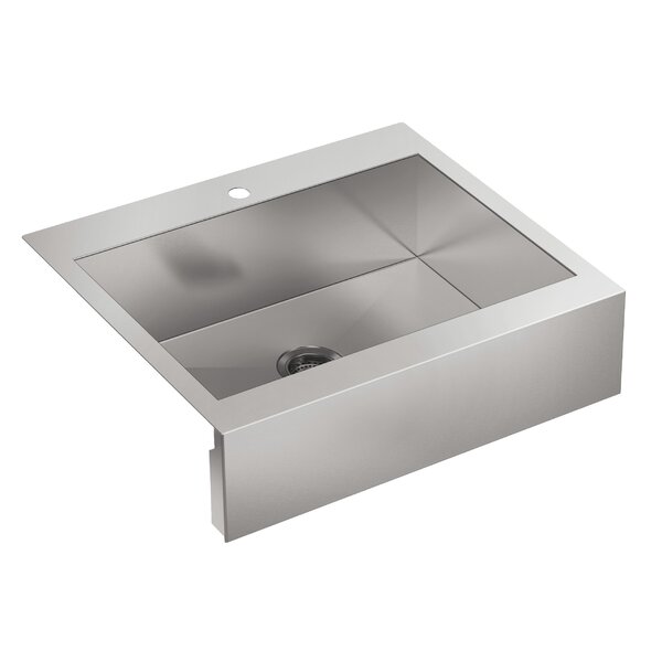 Vault 29-3 4 x 24-5 16 x 9-5 16 Top-Mount Single-Bowl Stainless Steel Kitchen Sink with Shortened Apron-Front for 30Cabinet by Kohler