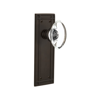 Oval Clear Crystal Glass Double Dummy Door Knob with Mission Plate