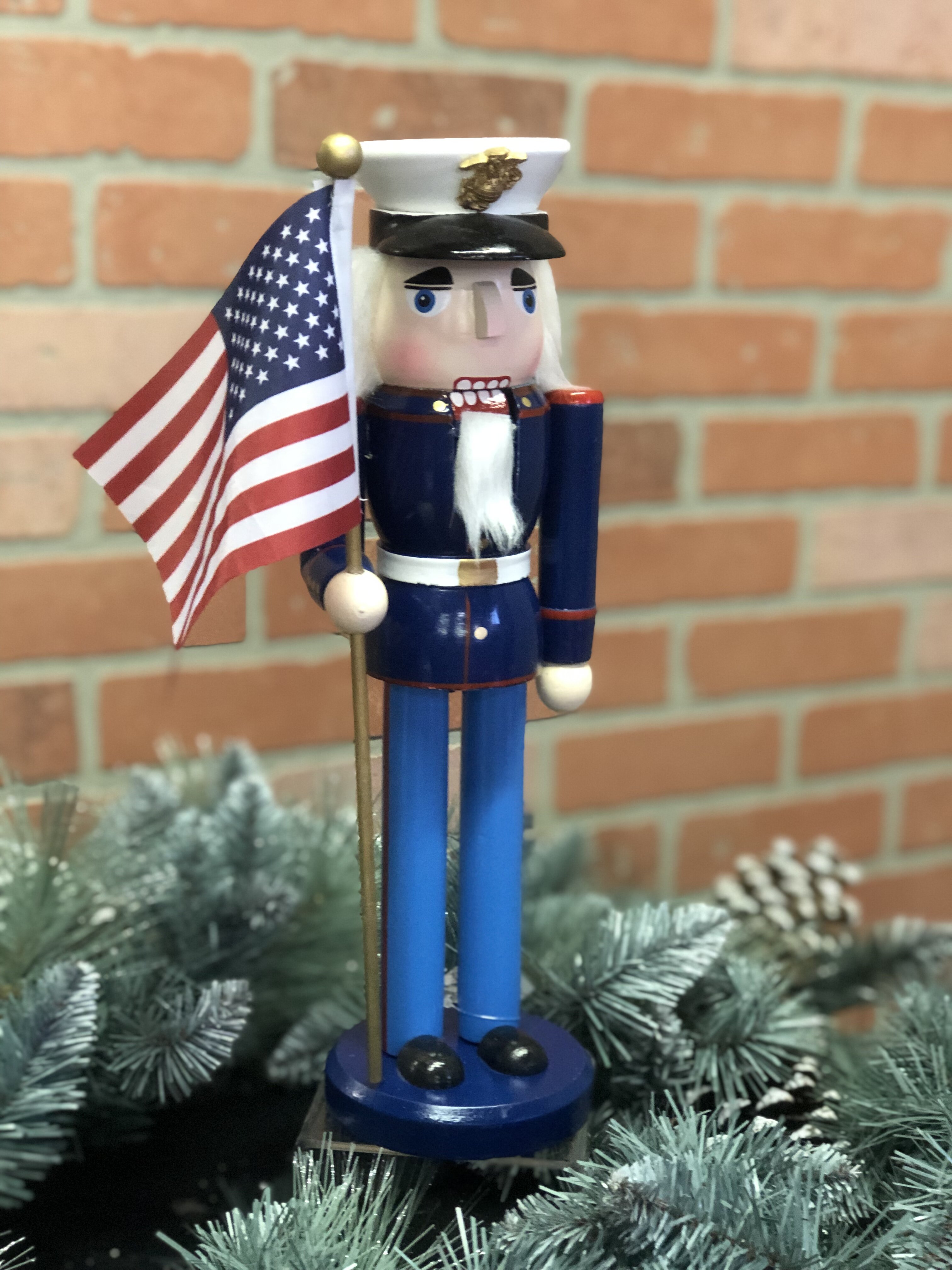 14/" United States MARINE Military Wood Nutcracker Flag Christmas Holiday NEW