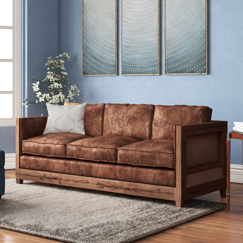 Union Rustic Sherly Genuine Leather 72 Square Arm Sofa Reviews Union Rustic Sherly Genuine Leather 72