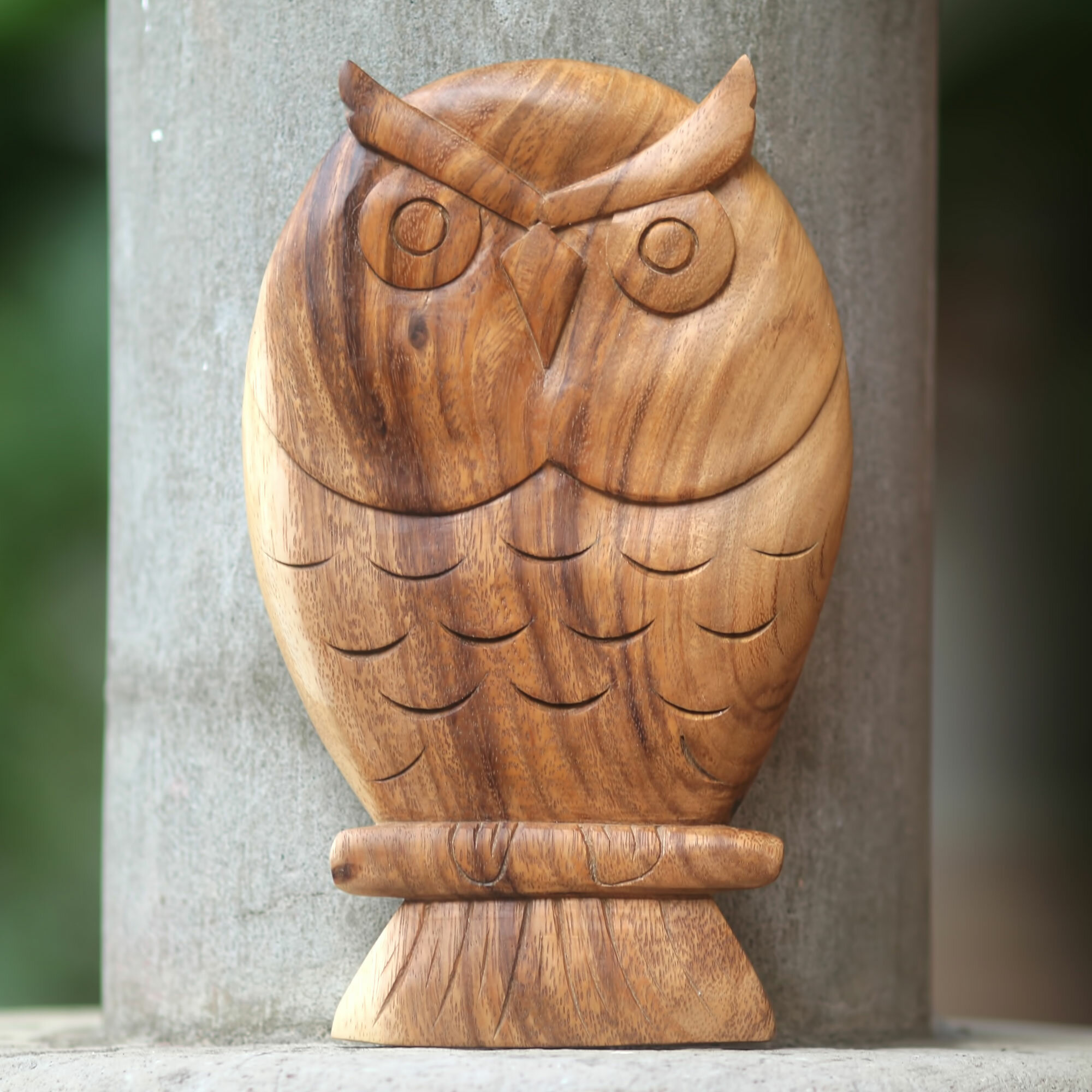 Brown Owl Family Portrait' NOVICA Owl Wood Relief Panel Wall Sculpture 