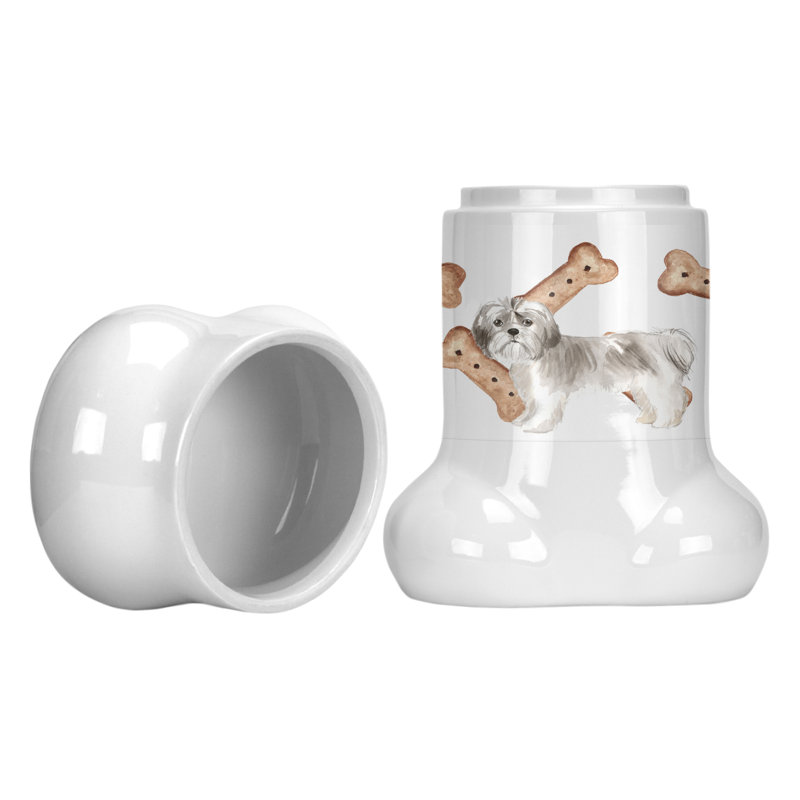Tucker Murphy Pet Shih Tzu Puppy Cut Bone Shaped Pet Treat Jar