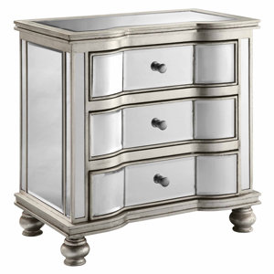 Delmont 3 Drawer Mirrored Chest in Antique Silver