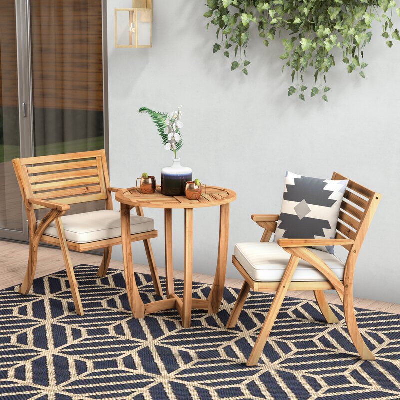 Mercury Row 3 Piece Bistro Set with Cushions & Reviews | Wayfair