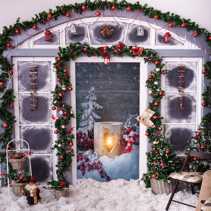The Holiday Aisle Winter Candle Door Mural Wayfair