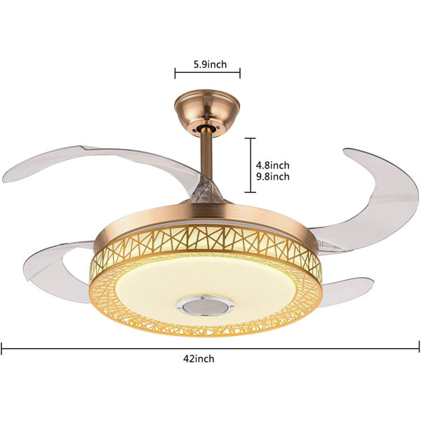 Details about / 42 Inch Smart Bluetooth Ceiling Fans with Lights and Remote Chandelier Fan Light