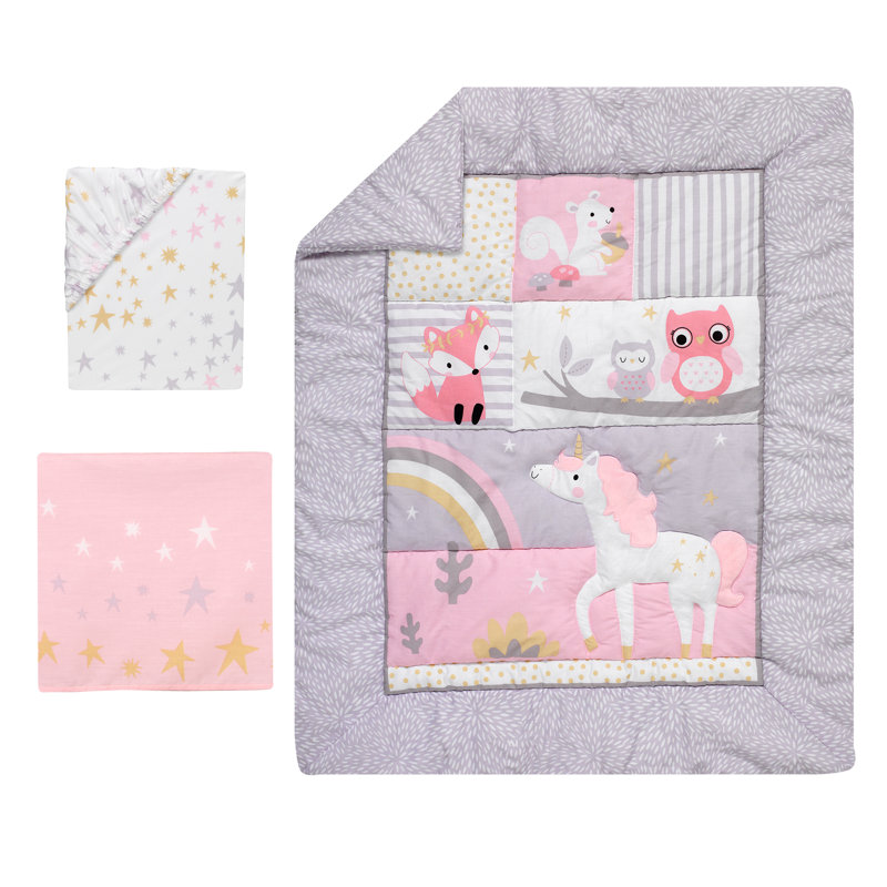 Bedtime Originals Rainbow Unicorn With Fox Squirrel And Owls Baby