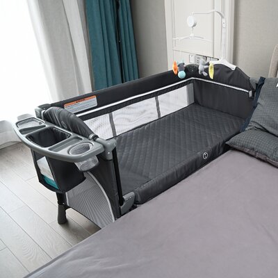 5 In 1 Foldable Baby Bedside Sleeper Bassinet Crib Trinx Color: Black