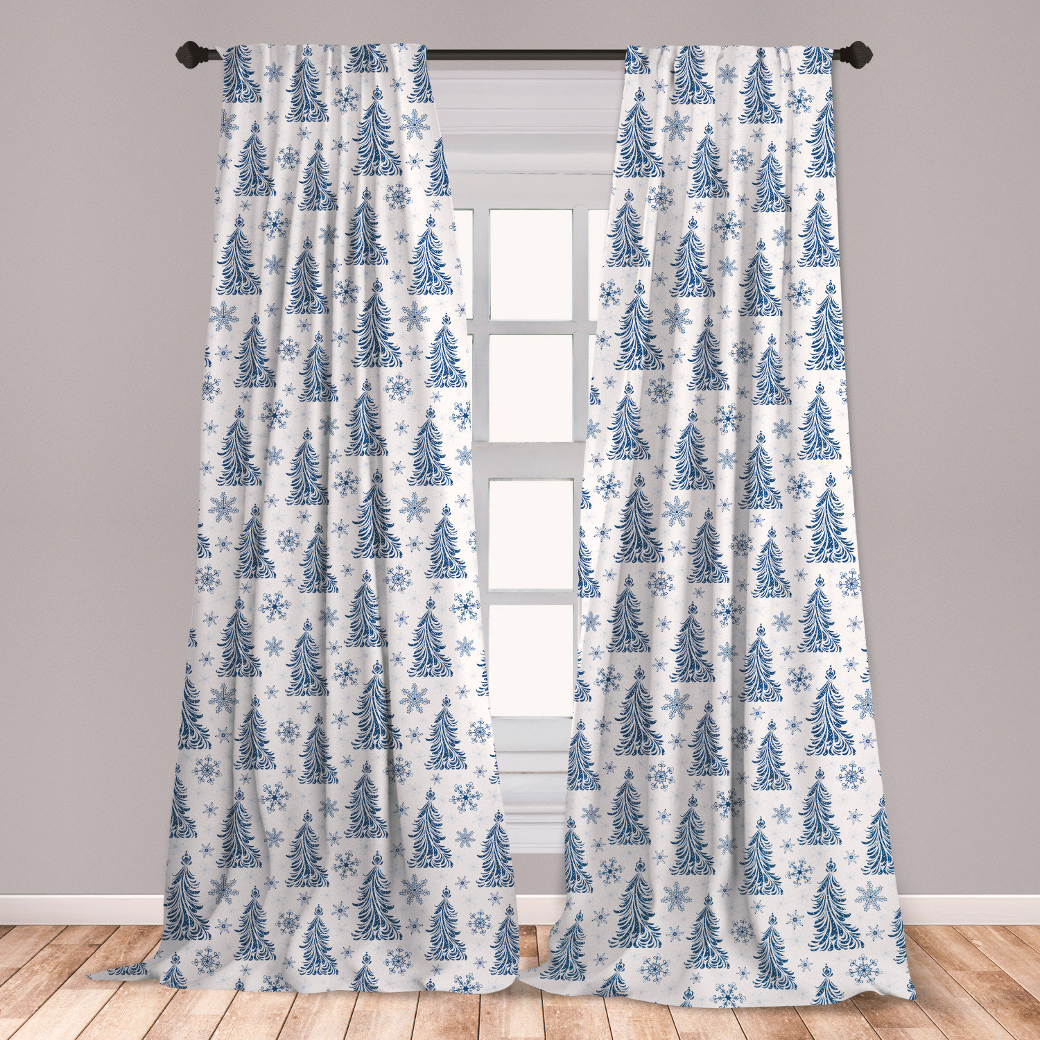 East Urban Home Ambesonne Winter Curtains Abstract Blue Trees