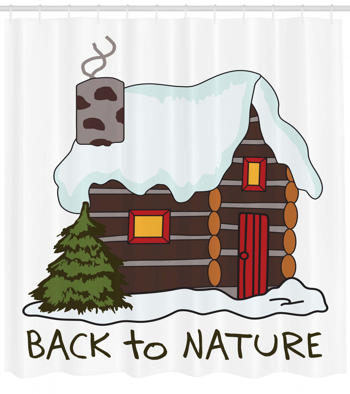 Wooden Cabin Lake Forest landscape Waterproof Fabric Shower Curtain /& 12 Hooks