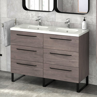 Dalhart 48" Double Bathroom Vanity Set Latitude Run® Base Finish: Weathered Oak
