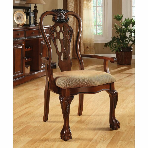 Baylee Queen Anne Back Arm Chair In Brown Cherry (Set Of 2) By Astoria Grand