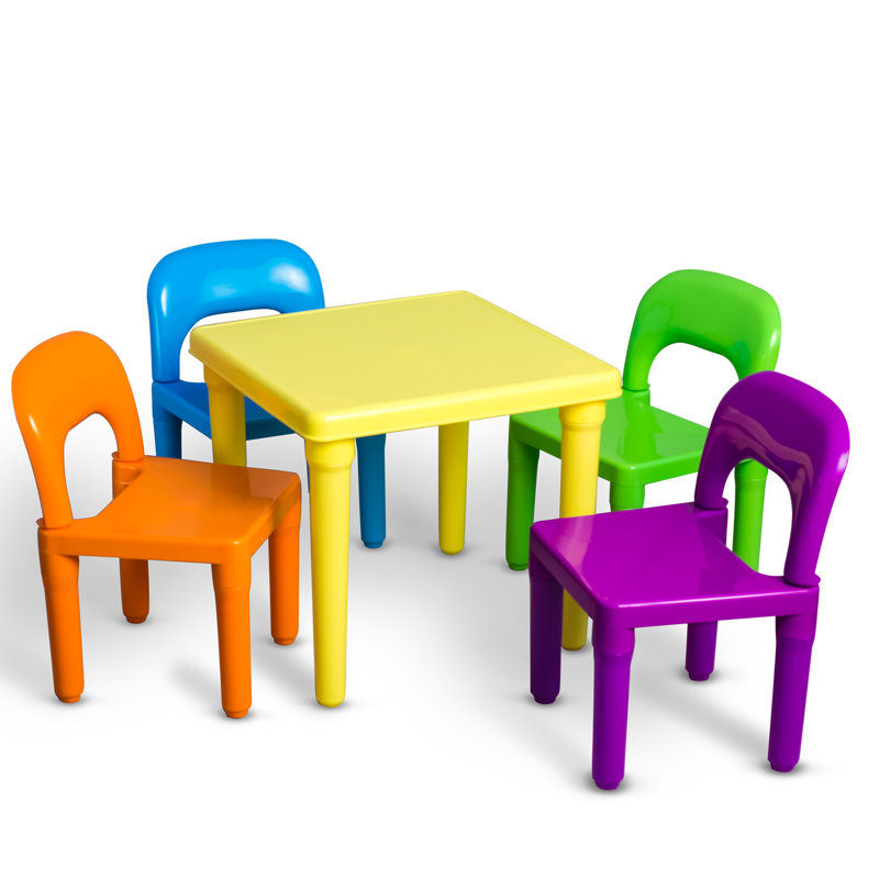 Harriet Bee Borges Plastic Kids 5 Piece Table And Chairs Set