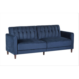 Modern Contemporary Navy Blue Velvet Sleeper Sofa Allmodern Quickview