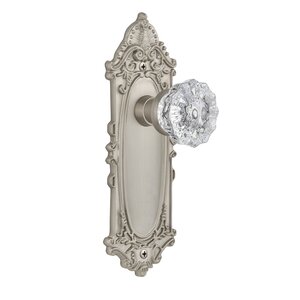 Crystal Glass Single Dummy Door Knob with Victorian Plate