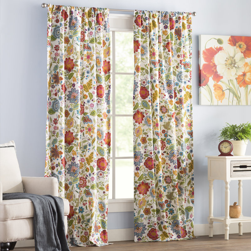 Alcott Hill Heartwood Fl Sheer Rod Pocket Curtain Panels Heartwood Fl Sheer Rod Pocket Curtain Panels