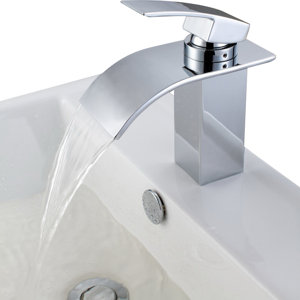 Single Handle Deck Mount Waterfall Bathroom Sink Faucet with Hoses