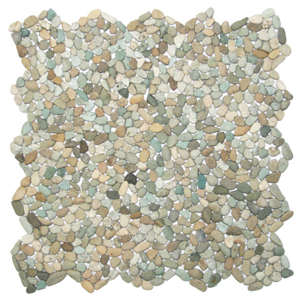 Danube Random Sized Natural Stone Mosaic Tile in Beige/Green by CNK Tile