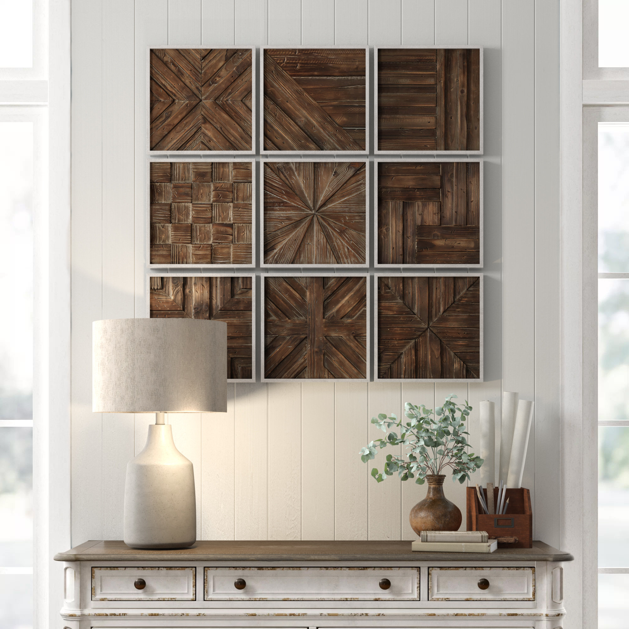 Terence Piece Rustic Wooden Square Wall Decor Set Reviews Birch Lane