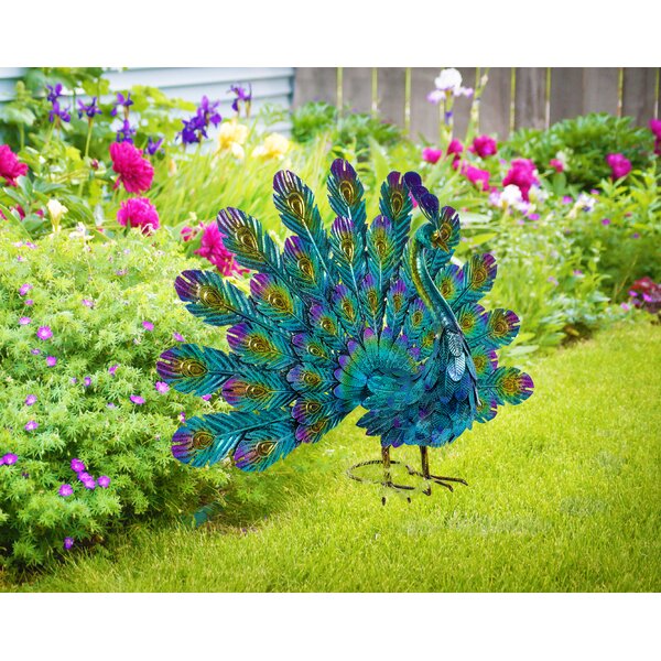 Bloomsbury Market Candia Metal Peacock Statue Wayfair