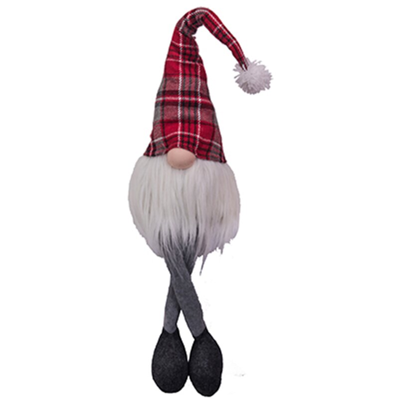 The Holiday Aisle® Sitting Gnome with Plaid Hat And Long Legs | Wayfair