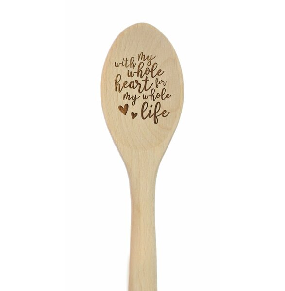 With My Whole Heart Laser Engraved Wooden Mixing Spoon by Koyal Wholesale