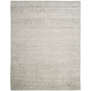 Melvin Hand-Woven Silk/Cotton Light Gray Area Rug