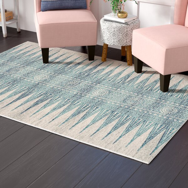 Elson Turquoise/Ivory Area Rug by Mistana