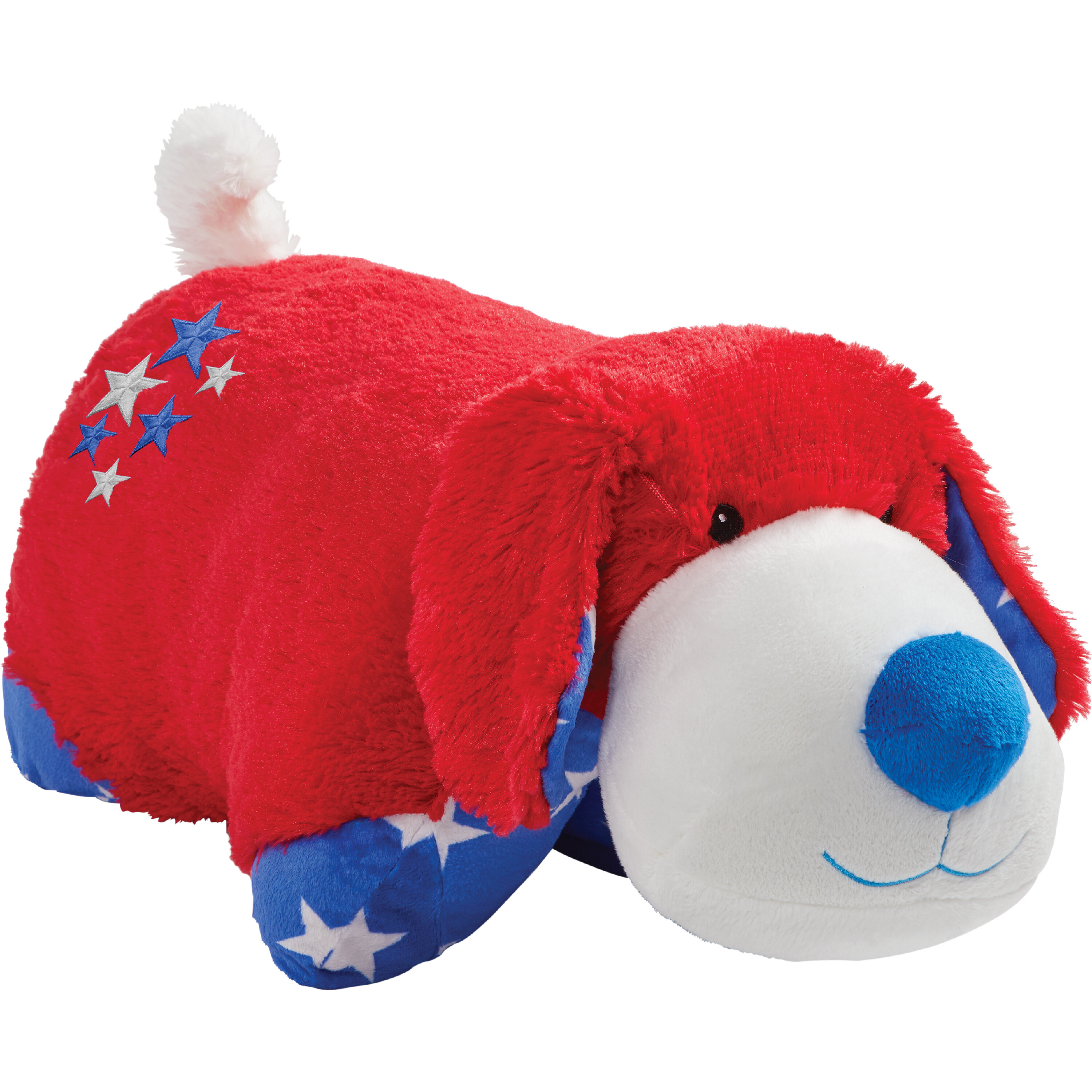 red and white stuffed dog