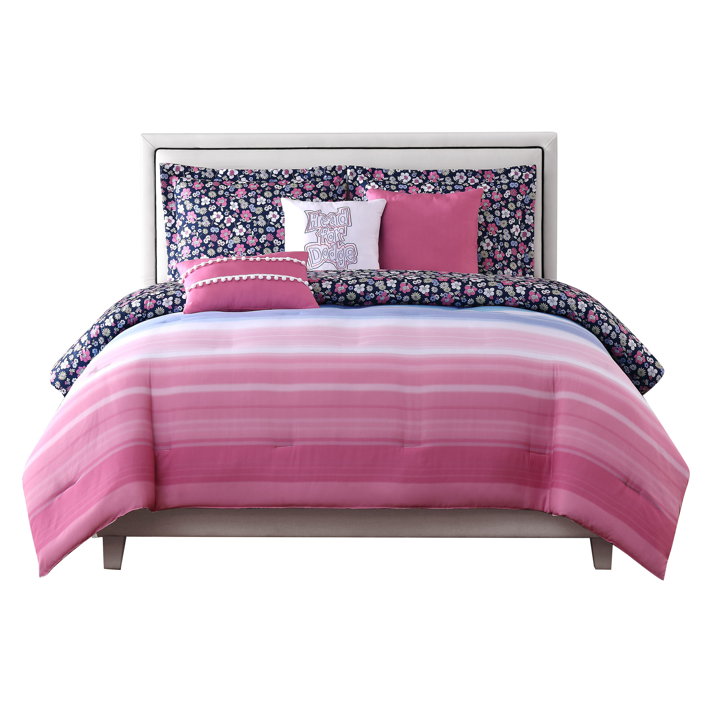 pink and blue comforter set
