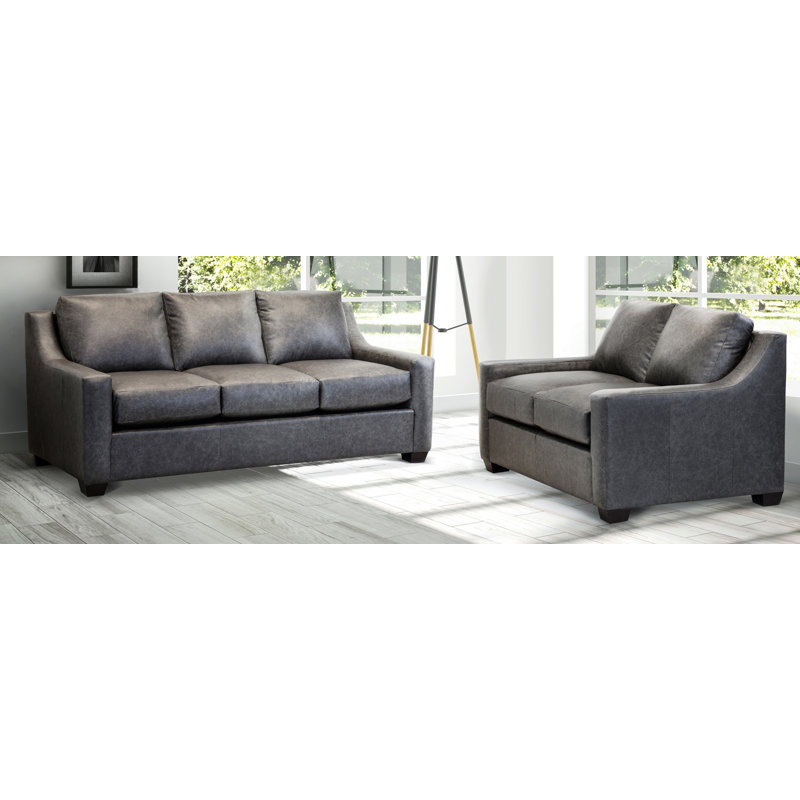 Ebern Designs Made In Usa Rosmunda Distressed Grey Top Grain