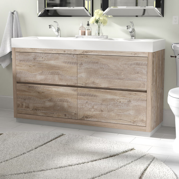 Wade Logan Ensemble De Meuble Lavabo De Salle De Bain Double 60 Po Malakai Et Commentaires Wayfair Ca