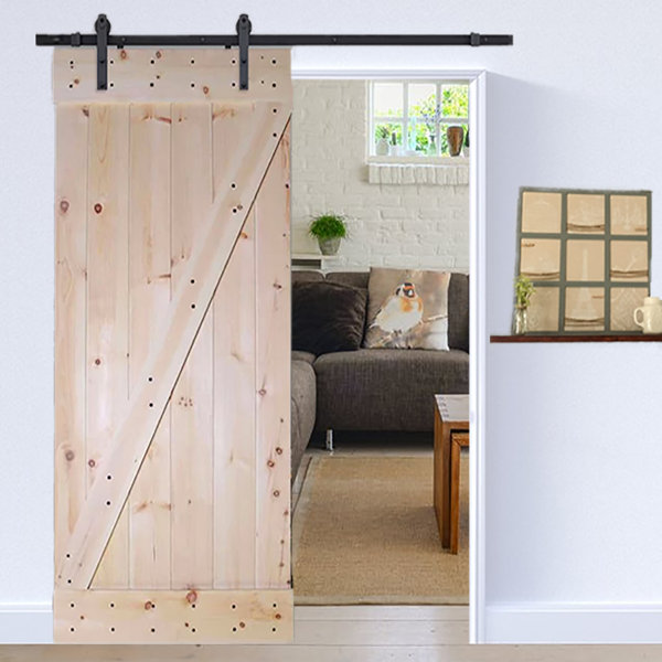 Solid Panelled Wood Slab Interior Barn Door by TMS