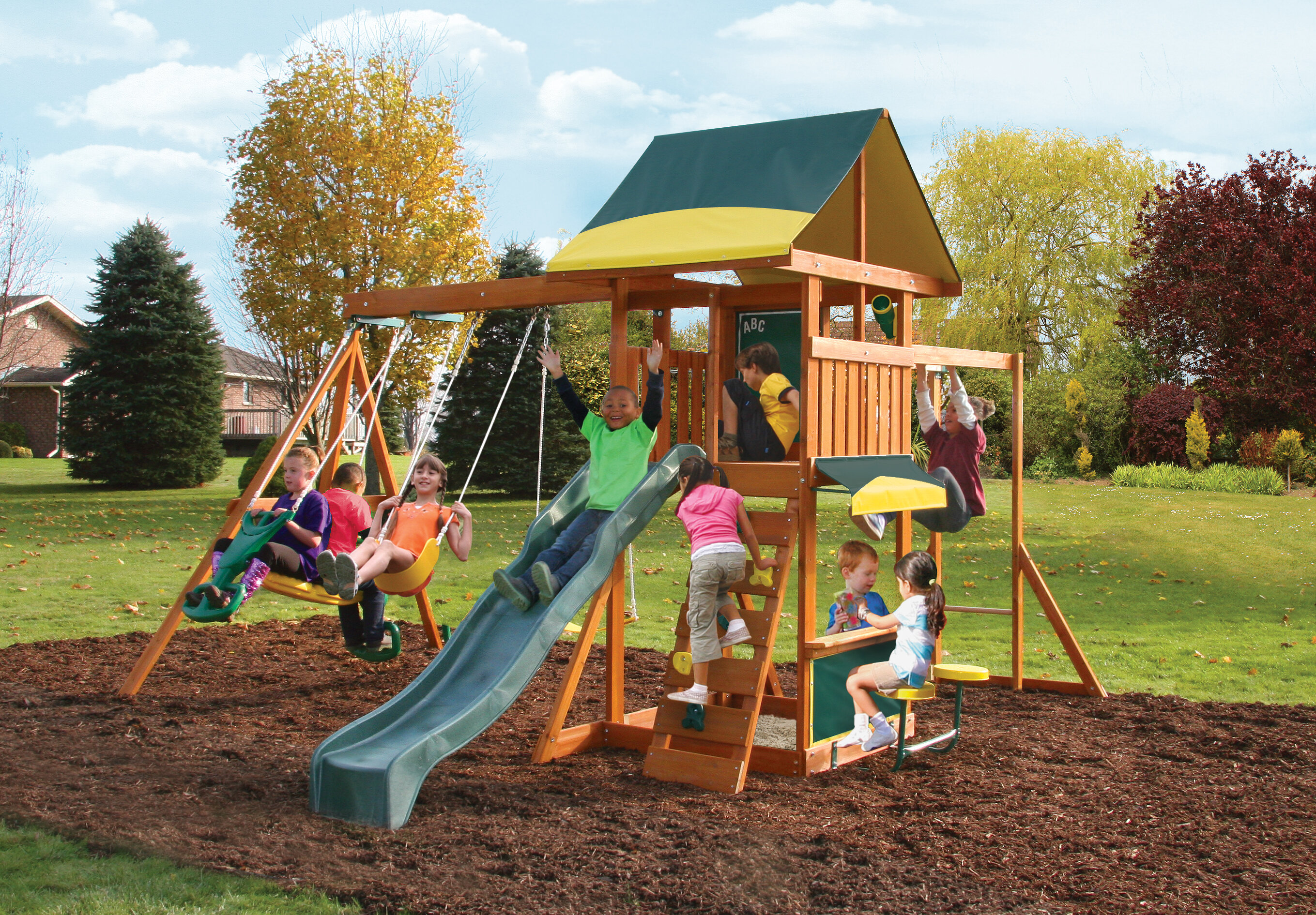 kidkraft brookridge wooden swing set