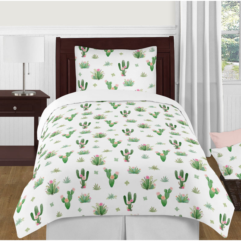 Sweet Jojo Designs Cactus Floral 4 Piece Twin Comforter Set