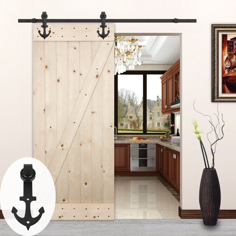Lubann Anchor Style Sliding Wood Track Kit Barn Door Hardware