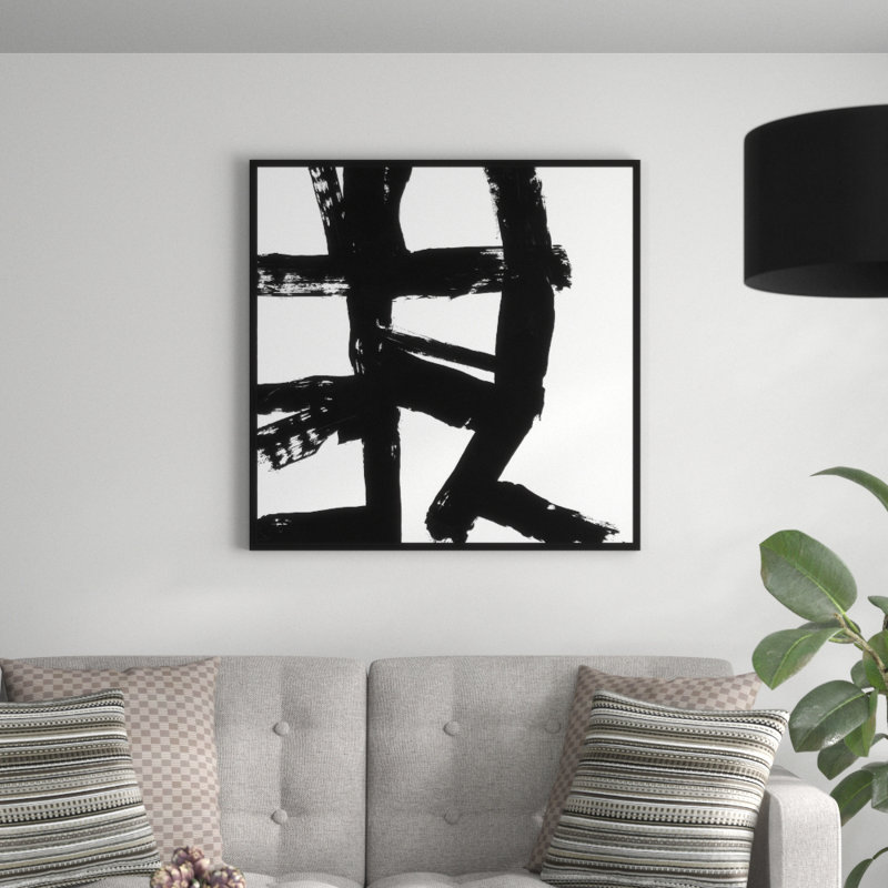 Orren Ellis White Vs Black Framed Graphic Art Print On Canvas