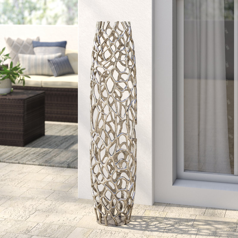 Mistana Knox Silver Indoor Outdoor Metal Floor Vase Reviews Wayfair